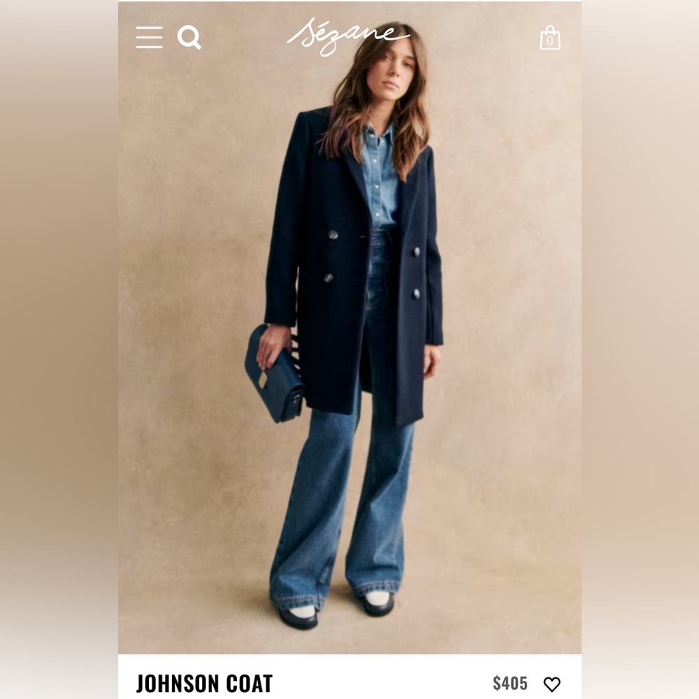 Sezane Johnson coat in Navy Blue.